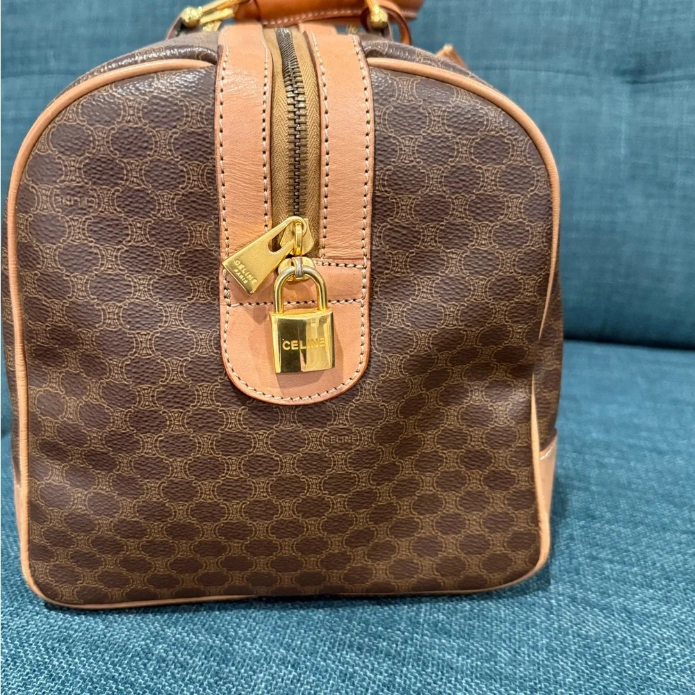 Celine Brown and Tan Macadam Boston Bag - Picture 14 of 16